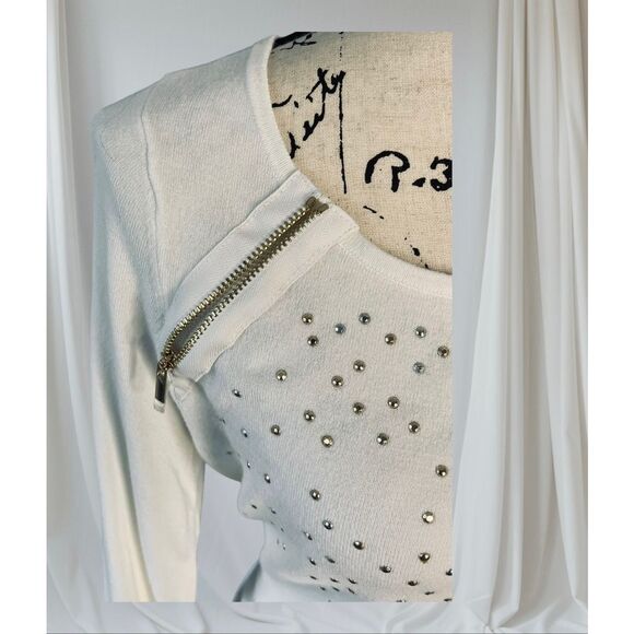 Cache Y2K Sweater Pullover Long Sleeve with Studs and Zipper Detail Women’s Size - Picture 4 of 7